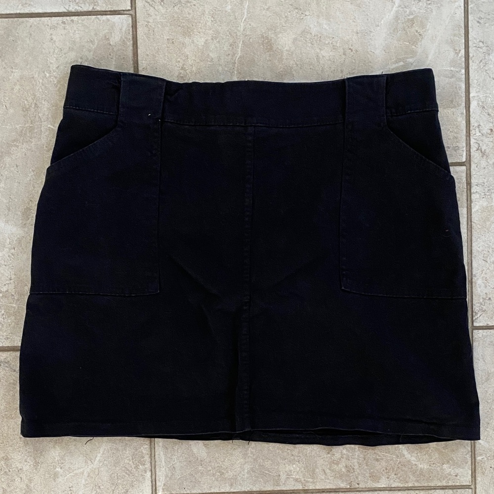 Italy Vintage Black Denim Style Skirt Pockets